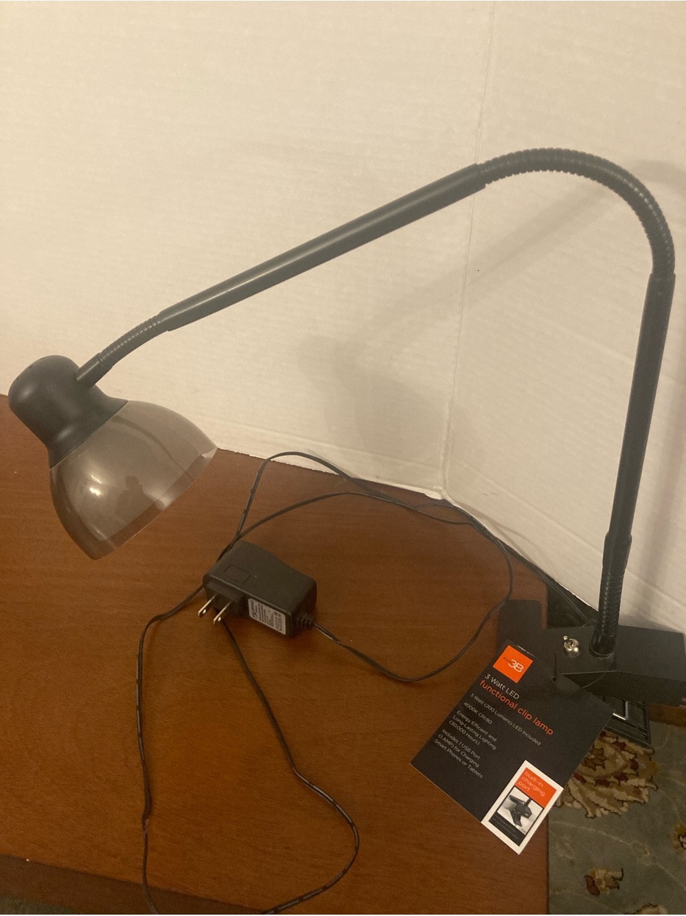 Adjustable Black Gooseneck Desk Lamp with Clamp